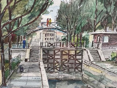 Roland HAMON (1909-1987
Le Canal Saint Martin...