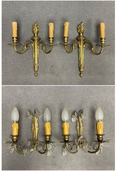 Deux paire d'appliques à deux lumières une...