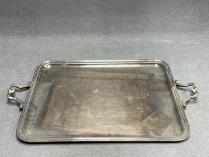 CHRISTOFLE: Plateau de service à anses, décor...