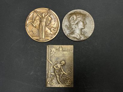 Lot de trois médailles en bronze
- Paquebot...