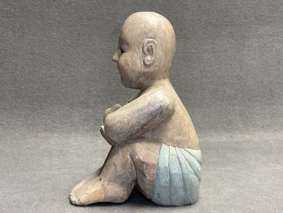 Sculpture en bois patiné: jeune enfant chinois
H:...