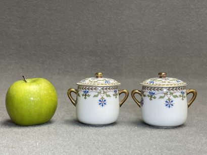 Deux crémiers en porcelaine de Limoges, décor...