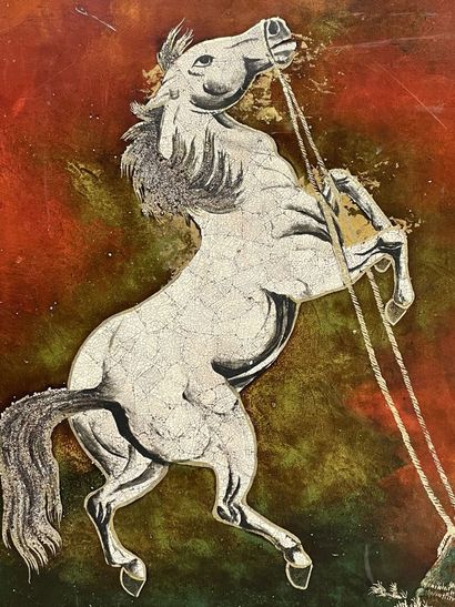 VIETNAM. THANH LEY
Cheval cabré. 
Panneau...