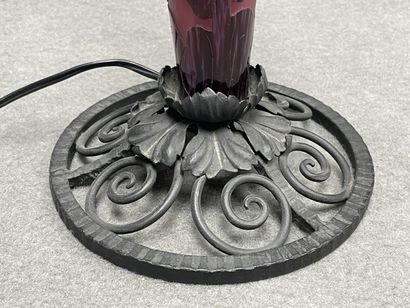 Pied de lampe en verre dégagé à l'acide Art...