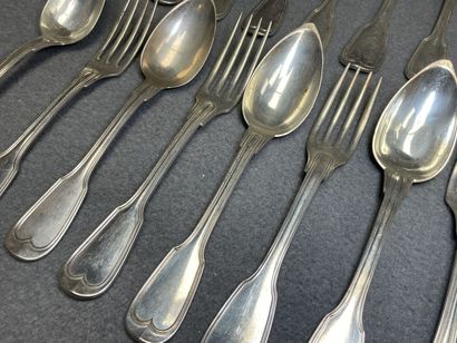 Ensemble de huit grands couverts en argent,...