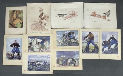 Ensemble de 10 menus illustrés, années 1950/...