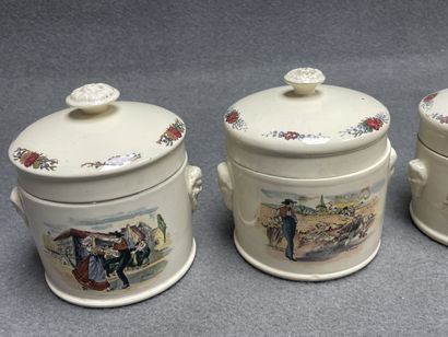 Ensemble de 12 terrines en faience de Sarreguemines,...