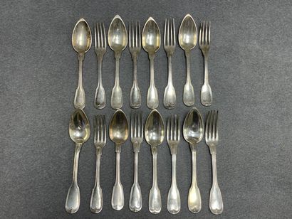 Ensemble de huit grands couverts en argent,...