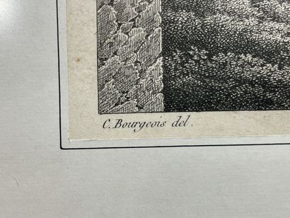 Vue de la cathédrale d'Auxerre. 
Gravure...