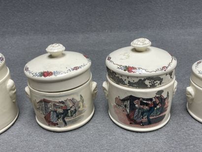 Ensemble de 12 terrines en faience de Sarreguemines,...