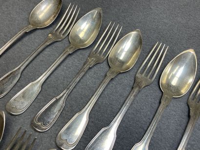 Ensemble de huit grands couverts en argent,...