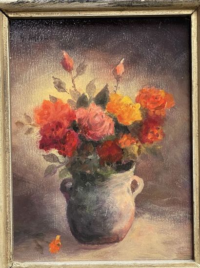 G. NAPOLI
Bouquet de fleurs. 
huile sur panneau,...