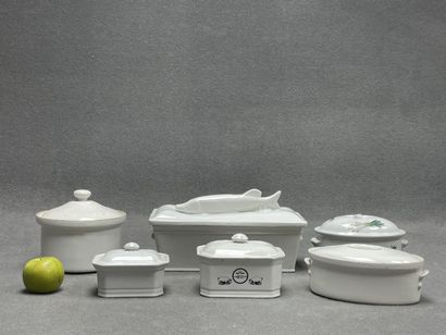 Ensemble de 6 terrines en porcelaine bla...