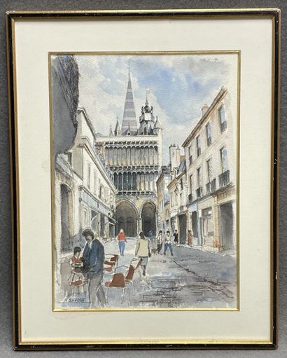 SAUGEOT:
Notre Dame de Dijon.
 Aquarelle
37...