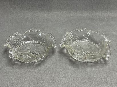 Deux coupes à fruits en verre moulé. 
H....
