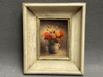 G. NAPOLI
Bouquet de fleurs. 
huile sur panneau,...