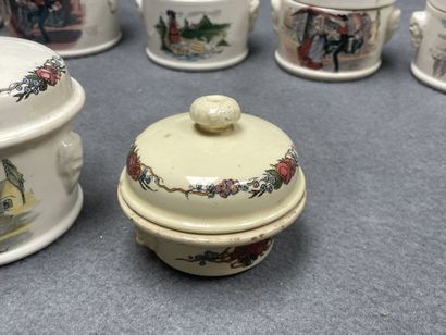 Ensemble de 12 terrines en faience de Sarreguemines,...
