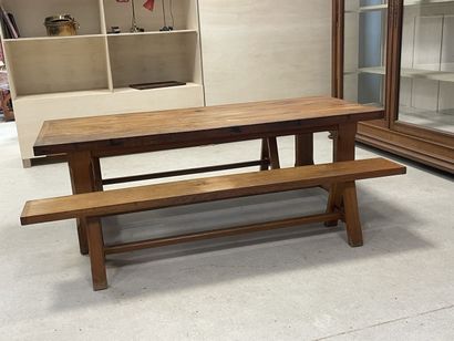 Table de ferme en chêne et deux banc
74 x...