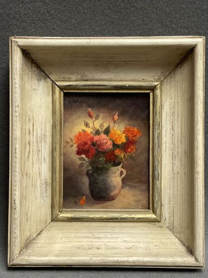G. NAPOLI
Bouquet de fleurs. 
huile sur panneau,...