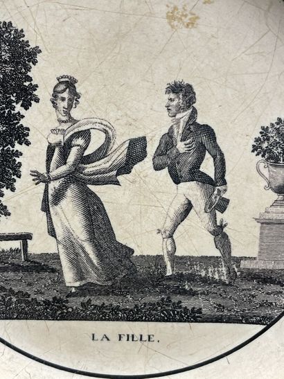 Deux assiettes en faïence de Choisy le roi,...