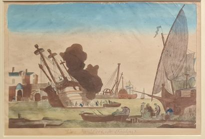 Deux vues d'optique XVIII° encadrées:
- Port...