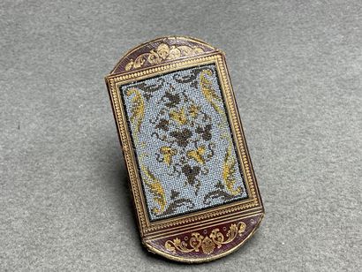 Porte monnaie en cuir estampé et broderie...