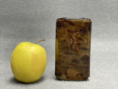 Etui en écaille à décor de hérons. 
Japon...