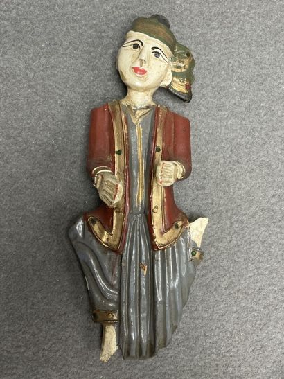 Quatre musiciens thaïlandais en bois sculpté....