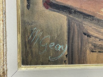 M. GEAY
Nature morte. 
huile sur isorel,...