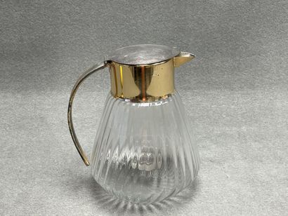Carafe rafraichissoir en verre et métal argenté
H....