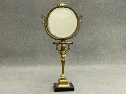 Miroir de table en bronze.
Style Empire.
H:...