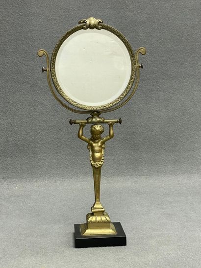 Miroir de table en bronze.
Style Empire.
H:...