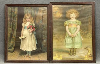 Paire de chromographie petite filles à la...