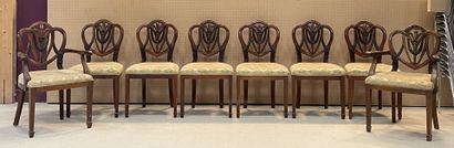 Six chaises et deux fauteuils de style anglais,...