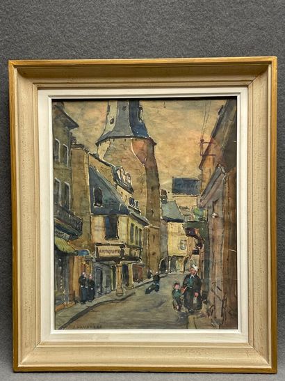 J. HAUDRERE (début XX°)
Rue commerçante animée
Aquarelle...
