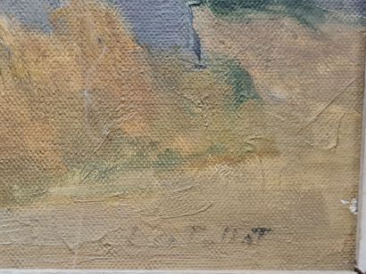 Ecole Française milieu XX°
Paysage du sud.
huile...