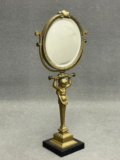 Miroir de table en bronze.
Style Empire.
H:...