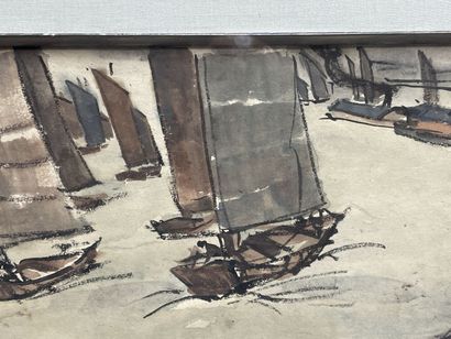Carlo ZANON (1889-?) 
Boats on the Mekong
Watercolor...