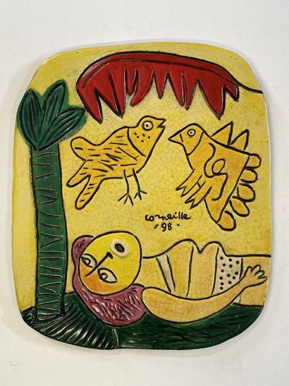 CORNEILLE (1922-2010)
Ceramic plaque
Signed...