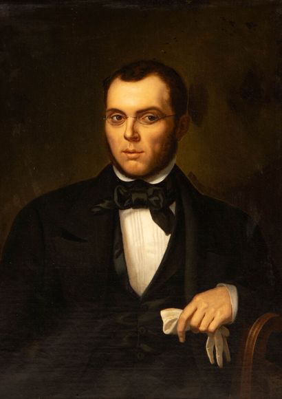 Ecole Française milieu XIX° siècle.
Portrait...