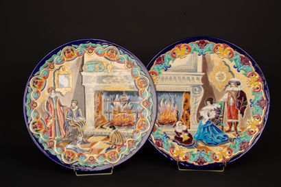 LONGWY Two round earthenware dishes with...