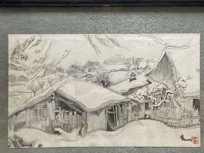Carlo ZANON (1889-?) 
Vietnamese landscape
Ink...