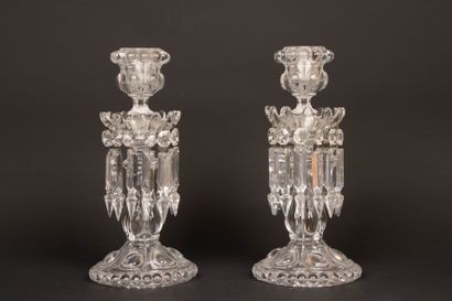 BACCARAT 
Pair of crystal candlesticks with...