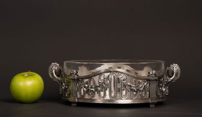 Louis XVI-style glass bowl with silver-plated...