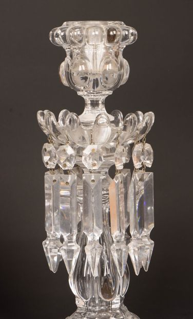 BACCARAT 
Pair of crystal candlesticks with...