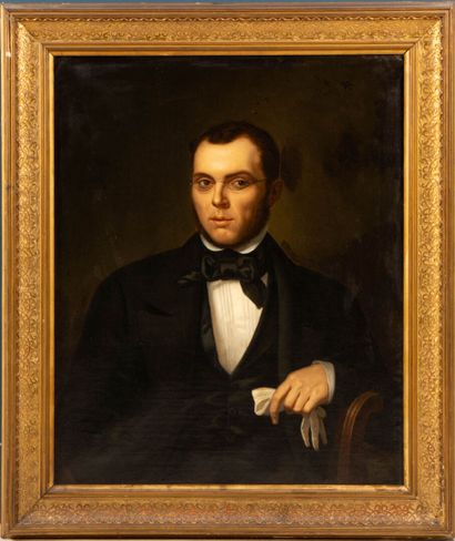 Ecole Française milieu XIX° siècle.
Portrait...