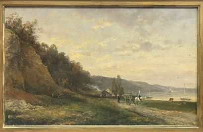 Jules ROZIER (1821-1882) 
Paysage au bord...
