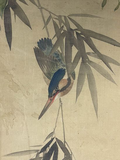 Kakémono japonais signé.
oiseau sur une branche...