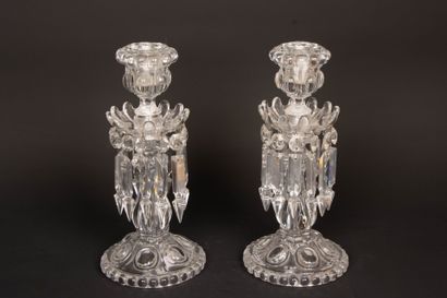 BACCARAT 
Pair of crystal candlesticks with...