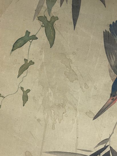 Kakémono japonais signé.
oiseau sur une branche...